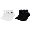 Nike 6 paia di calzini corti da uomo e donna, alla caviglia, bianchi neri, set risparmio SX7667 calzini sportivi per tutti i giorni in cotone con imbottitura e ancora, taglia 34, 36, 38, 40, 42, 44,
