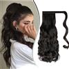Dcbaboo Coda Capelli Extension Ricci 50cm Posticci per Capelli Extension Coda Capelli Finti Clip Mossi Coda di Cavallo Ondulati Code Finte per Capelli Sintetici Lunghi Wrap Ponytail, Marrone scuro