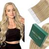 Easyouth Extension Capelli Veri Biadesivo Highlight Blonde Extension Adesivo Remy Biondo Bianco Extensions Capelli Veri Adesive Per Donne #P27/613 40cm 40g 20pz