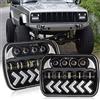 UPXSXT Coppia Fari LED 5x7 7x6 Pollici, 150W Faro Anteriore Quadrato a LED Con Abbaglianti Alto/Basso Segnale Di Svolta Sequenziale Dinamico DRL Per Jeep Cherokee XJ Wrangler YJ Comanche MJ
