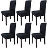Leeyunbee 6 Pezzi Coprisedie con Schienale Elastica, Nero | Lavabile, Sfoderabile, Poliestere-elastam, Facile da Pulire, Fodere per Sedie, per Sala da Pranzo, Cucina Cerimonia Matrimoni