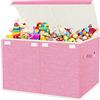 VERONLY Scatola Porta Giochi Bambini, Contenitore Giochi Bambini con Coperchio, 83L Grande Baule Portagiochi Bambini Per Giocattoli, Libri, Vestiti, Camere Da Letto (62 x 33 x 40 cm, Rosa)
