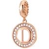 CHAWIN Charm a forma di lettera A-Z, in oro rosa, autentico argento Sterling 925, compatibile con braccialetti Pandora, collana, cerchio, per donne, ragazze, scintillanti Zirconia cubica
