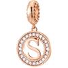 CHAWIN Charm a forma di lettera A-Z, in oro rosa, autentico argento Sterling 925, compatibile con braccialetti Pandora, collana, cerchio, per donne, ragazze, scintillanti Zirconia cubica