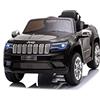 Tecnobike Shop Auto Macchina Elettrica per Bambini Jeep Grand Cherokee 12V Batteria 12V Porte Apribili, Telecomando Lettore MP3 con ingresso USB/AUX. (NERO)