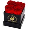 MestectPET Confezione Regalo con Rosa Eterna, 4 Rose Eterne Rosse Fiore San Valentino Festa della Mamma Anniversario Regali di Compleanno Romantici per Moglie Sorella Mamma Donne
