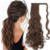 Dcbaboo Coda Capelli Extension Ricci 60cm Coda Finta Capelli Sintetici Posticci per Capelli Ondulati Extension Coda Capelli Finti Clip Coda di Cavallo Mossi Lunghi Ponytail, Marrone & Auburn scuro