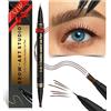iMethod Microblading - Matita per sopracciglia 2 in 1, con micro applicatore a 3 punte e punta precisa del pennello per sopracciglia naturali, marrone