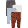 Simple Joys by Carter's 4-Pack Textured Pants Pantaloni, Bianco/Blu/Grigio Scuro/Marrone Stampa Animalierier, 18 Mesi (Pacco da 4) Bambino-Ragazze