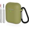 KOKOKA Custodia in Silicone Compatibile per AirPods 2 con Kit di Pulizia, Case Cover Protettiva in Premium Silicone per Airpods Seconda Generazione 2019 con Moschettone, Army Green