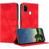 Mo-Beauty Cover per Samsung Galaxy M30S / M21, Cover Portafoglio in Pelle Sintetica Tasca Carte Antiurto Protettiva di Con Slot Premium Flip Libro Custodia per Samsung M30S/M21 (Rosso)