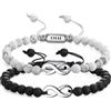 COAI Coppia di Bracciali Infinito per Innamorati con Perle di Onice Opaco e Howlite