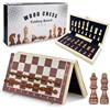 Tekenewbse Scacchiera, 29 × 29 cm Portatili e Pieghevole Scacchiere, Scacchi Magnetici Legno, Dama Gioco da Tavola Professionale Magnetica, Chess Board per Bambini Viaggio e Adulti Pedine