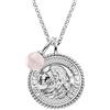 Engelsrufer Collana da donna in argento sterling e ciondolo con segno zodiacale leone, con 4 zirconi e un ciondolo in pietra di quarzo rosa, lunghezza: 50 cm, 42 cm, Argento sterling, Nessuna pietra