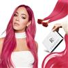 RUNATURE Extension Capelli Veri Cheratina Rosa Extension Capelli Umani 40cm 25 Ciocche 20g #HotPink