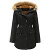 GHOSOHDE Parka Invernale Donna con Pelliccia Giacca Invernale Caldo Giacca Parka Elegante Slim Fit Cappotto Invernale Nero 4XL