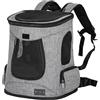 Petsfit Trasportino per Gatti Cani 5kg, Zaino per Gatti con Fascia Toracica e Cintura Trasportino per Cani taglia Piccola, Grigio, 32x29x43 cm