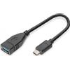 DIGITUS USB Type-C adapter cable, OTG, type C - A M/F, 0,15m, 3A, 5GB, 3.0 Version, bl