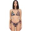 ME FUI Beachwear Donna Nero Bikini con Stampa Floreale ed arricciature S