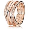 PANDORA Timeless Anello placcato in oro rosa 14 k con linee lucide e brillanti con zirconi cubici trasparenti, 60