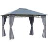 Outsunny Gazebo da Giardino 3.6x3m con Tetto in Policarbonato Anti UV e Tende, Grigio|Aosom