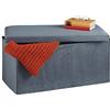 Relaxdays Panca Contenitore, Seduta Imbottita, 80 L, Pouf Cassapanca per Corridoio e Salotto, 38x77x39 cm, Grigio Scuro