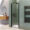 DEGHI Box doccia nicchia 80 cm saloon con vetro anticalcare trasparente e profilo nero 195h - Lost