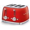 Smeg, Tostapane 4x4 TSF03RDEU, 4 Scomparti per 4 fette, 6 Livelli di Doratura, Funzione Riscaldamento, Scongelamento e Bagel, Espulsione Automatica del Pane, 2 Cassetti Raccoglibriciole, 2000W, Rosso