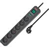 Brennenstuhl Eco-Line 6-way power strip with surge protection (multiple socket with increased contact protection, switch and 1.5m cable) anthracite