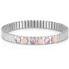 Nomination® | Bracciale Donna Collezione Xte - Acciaio con 3 Pietre e 3 Cristalli Sfaccettati - Bracciale Elegante Made in Italy - Misura Estendibile 18/19 cm (Rosa)