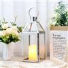 JHY Design - Lanterne decorative in acciaio INOX, altezza 40,6 cm, con vetro temperato, per interni ed esterni, feste e matrimon