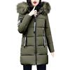 shownicer Donna Invernali Giacca Lungo Caldo Cappotto con Cappuccio Collo di Pelliccia Casual Eleganti Piumino Parka Trench Coat Outwear Invernale Cappotti Capispalla A Verde Militare XS