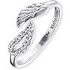 Engelsrufer ERR-TWING-ZI - Anello da donna in argento sterling 925 con ali d'angelo e zirconi, misura regolabile, misura unica, Argento sterling, Zirconia cubica