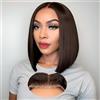 PORSMEER Parrucche castana caschetto lace front parrucche donna lisci Bob lace front wigs hair 10 inch Colore naturale marrone