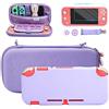 FANPL Case bundle for Nintendo Switch Lite Accessories, Carrying Case for Switch Lite with Soft TPU Protective Cover and Screen protector, 2 Thumb Grips, Shoulder Strap (Purple)