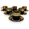 Cinar Tazze da caffè in oro di lusso 12 cucchiaini per 6 persone tazze + piattini da 60 ml stile meandro con confezione regalo