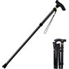 QHFlashbuy Bastoni da Passeggio,Bastone per Anziani Pieghevole,Bastone da Passeggio Regolabile in Altezza,Bastone Portatile Bastoncini da Trekking(Nero floreale）