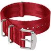 Archer Watch Straps - Cinturini NATO in Nylon Tipo Cintura di Sicurezza (Rosso/Acciaio inox, 18mm)