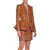 XTBFOOJ Giubbotto moto Vera Pelle Giacca di Pelle Oversize Donna Giacca in Pelle Vintage Cappotto in Pelle Stile Giacca in pu a Maniche Lunghe da Donna Maglia Primaverile (Brown-2, s)