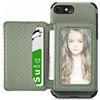 Miagon Custodia a Portafoglio per iPhone SE 2020,Fibra Modello RFID Blocco Tasca Carte Supporto Porta Cellulare Standby Magnetica PU Pelle Cover,Verde