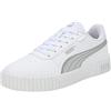 PUMA Carina 2.0 Space Metallics Sneakers Damen, Scarpe da Ginnastica Donna, White-Matte Silver-Silver, 36 EU