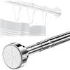 Newaner Asta per tenda da doccia senza foratura, asta per tenda da doccia, asta telescopica per morsetto per telaio della porta, tenda da doccia, asta appendiabiti allungabile e bloccabile, 50-85 cm