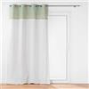 Douceur d'Intérieur, tenda trasparente con occhielli (140 x 240 cm) Janara, verde salvia, tulle sabbiato con parte superiore policotone e juta