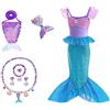 HEYOUTH Vestito Sirena Bambina, Costume da Principessa Sirena, Costume Ariel per Bambina, Vestito da Festa di Compleanno e Feste a Tema Halloween, Taglia 2-13 Anni