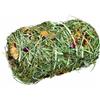 TRIXIE Balla di fieno con mix di fiori per piccoli animali - Senza cereali & senza zuccheri aggiunti - Fasciata con nastro di cellulosa - Conigli & porcellini - ø 10 × 18 cm, 200 g