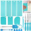Samulee Kit Pasticceria Accessori Professionale con 7 Raschietti per Torte, 3 Palette da Spalmare,Penna per Decorazioni con 4 Beccucci, Spatola in Silicone per Torte, Server per Torte in Plastica
