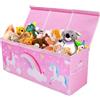 decalsweet Scatola di Giocattoli Extra Large con Coperchio Ribalta per Bambini, Contenitore Porta Giochi Pieghevole Oxford Tasche in Rete, Baule Portagiochi Impermeabile per Ragazze, 96×32×40 cm (Unicorno Rosa)