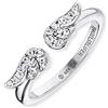 Engelsrufer ERR-LILWING-ZI - Anello da donna in argento sterling 925 con ali d'angelo e zirconi, misura regolabile, misura unica, Argento sterling, Zirconia cubica