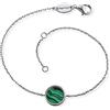 Engelsrufer Bracciale da donna in argento sterling e pietra potente, chiusura a moschettone, regolabile in due lunghezze, senza nichel, 1 Stein, Argento sterling, Malachite