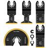 Funnytek Lame per utensili oscillanti da 5 pezzi, lame multiutensile in titanio, taglio ad alta velocità per legno, metallo, chiodi e materiale duro per Rockwell Milwaukee Makita Ryobi con 3 adattatori extra